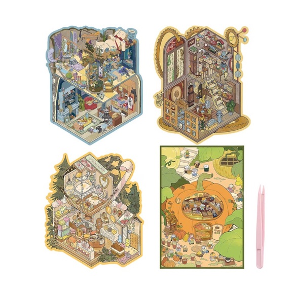 Other - Large 3D Sticker Scenes for Adults Stress Relief with Reusable Stickers